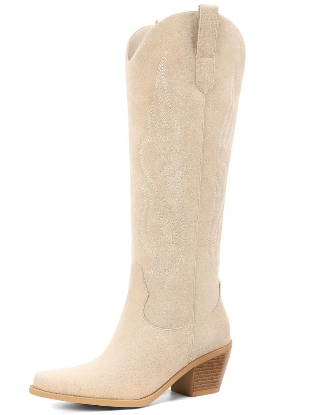 Western Cowboy Boots for Women - Knee High Wide Calf Cowgirl Boots, Slip On
